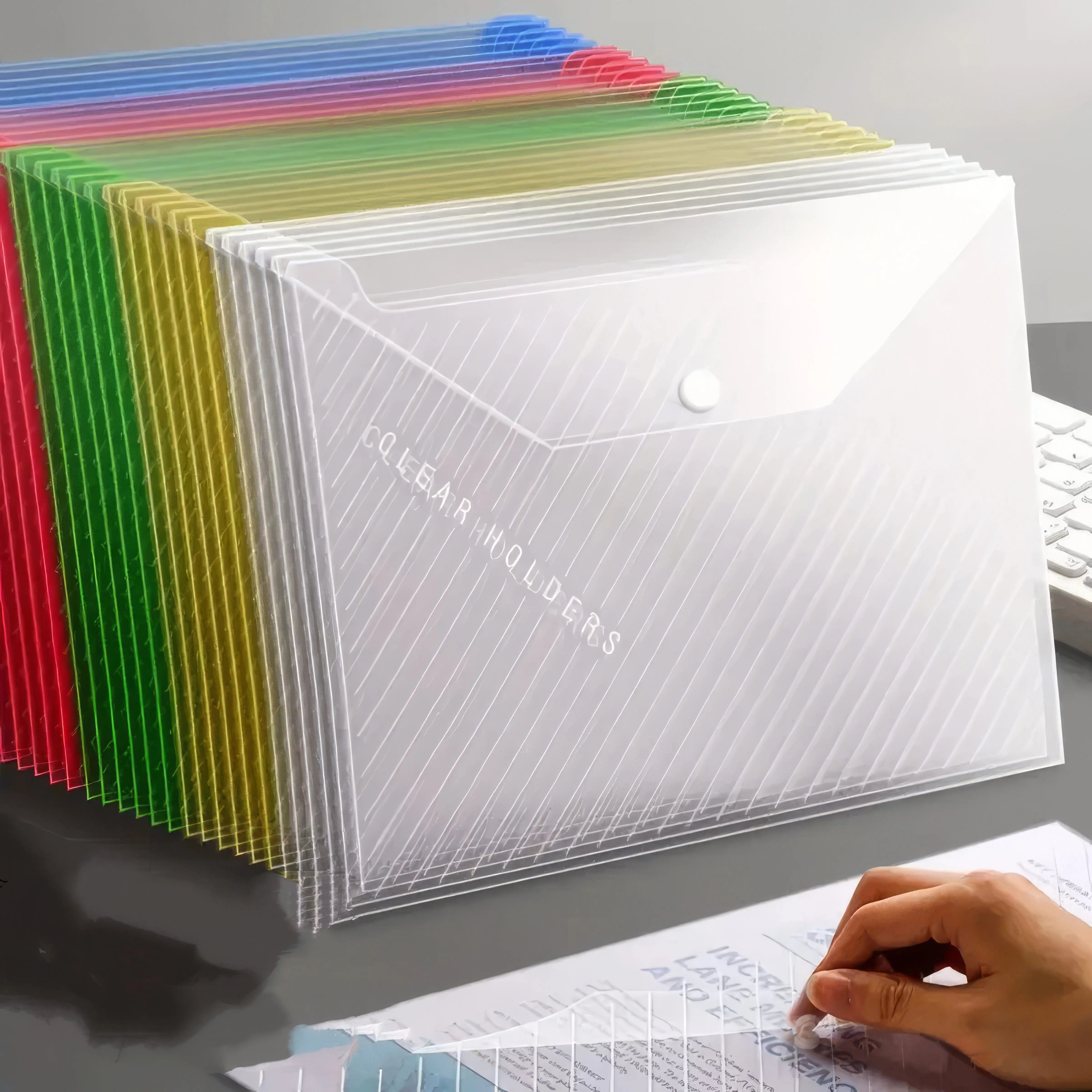 5-Piece Mixed Color File Folder Set – Durable Polypropylene with Expandable Gussets for Document Storage