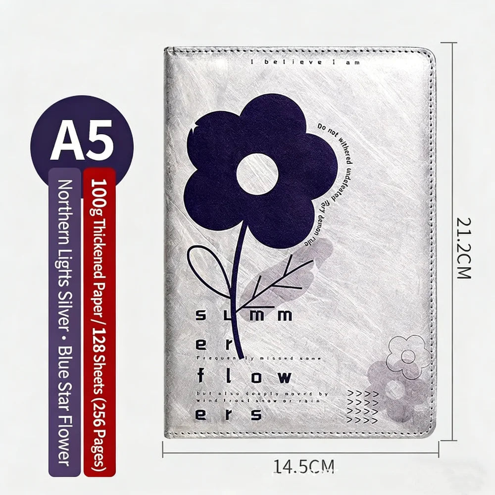 Floral A5 Notebook Hardcover Journal Cute Aesthetic Diary for Girls Student Daily Goal Office Meeting Note Pad Book