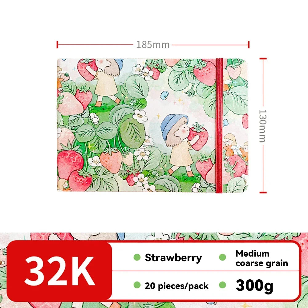32k/48k Watercolor Paper Drawing Book 185x130mm Square Fabric Cover Fine Medium Rough Texture Notepad Portable Travel Sketchbook