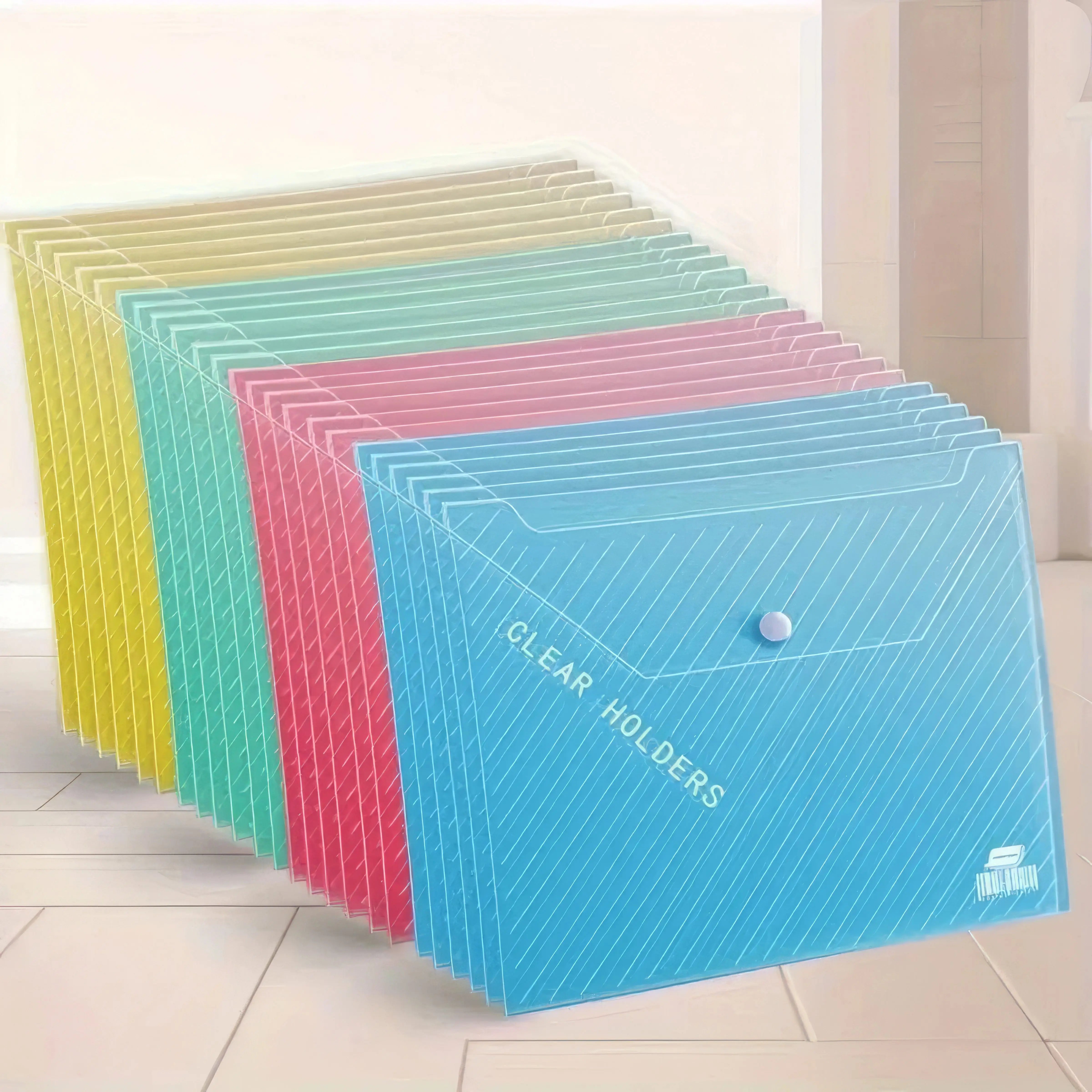5-Piece Mixed Color File Folder Set – Durable Polypropylene with Expandable Gussets for Document Storage