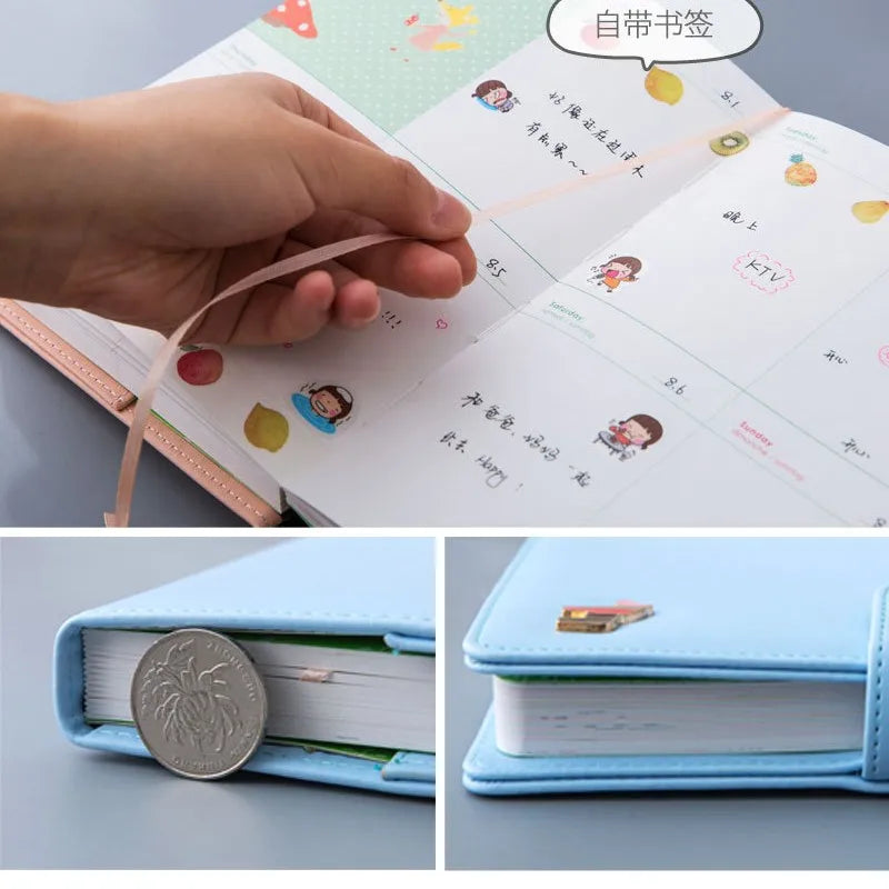 Kawai Handbook Creative Stationery Color Page Illustration Plan Note Diary Schedule Notebook Hand Painted Lovely School Supplies