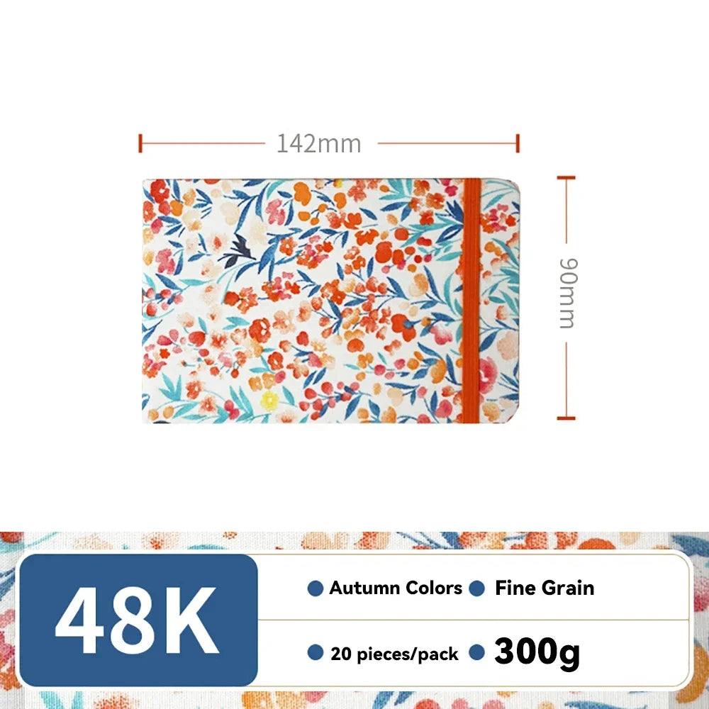 32k/48k Watercolor Paper Drawing Book 185x130mm Square Fabric Cover Fine Medium Rough Texture Notepad Portable Travel Sketchbook