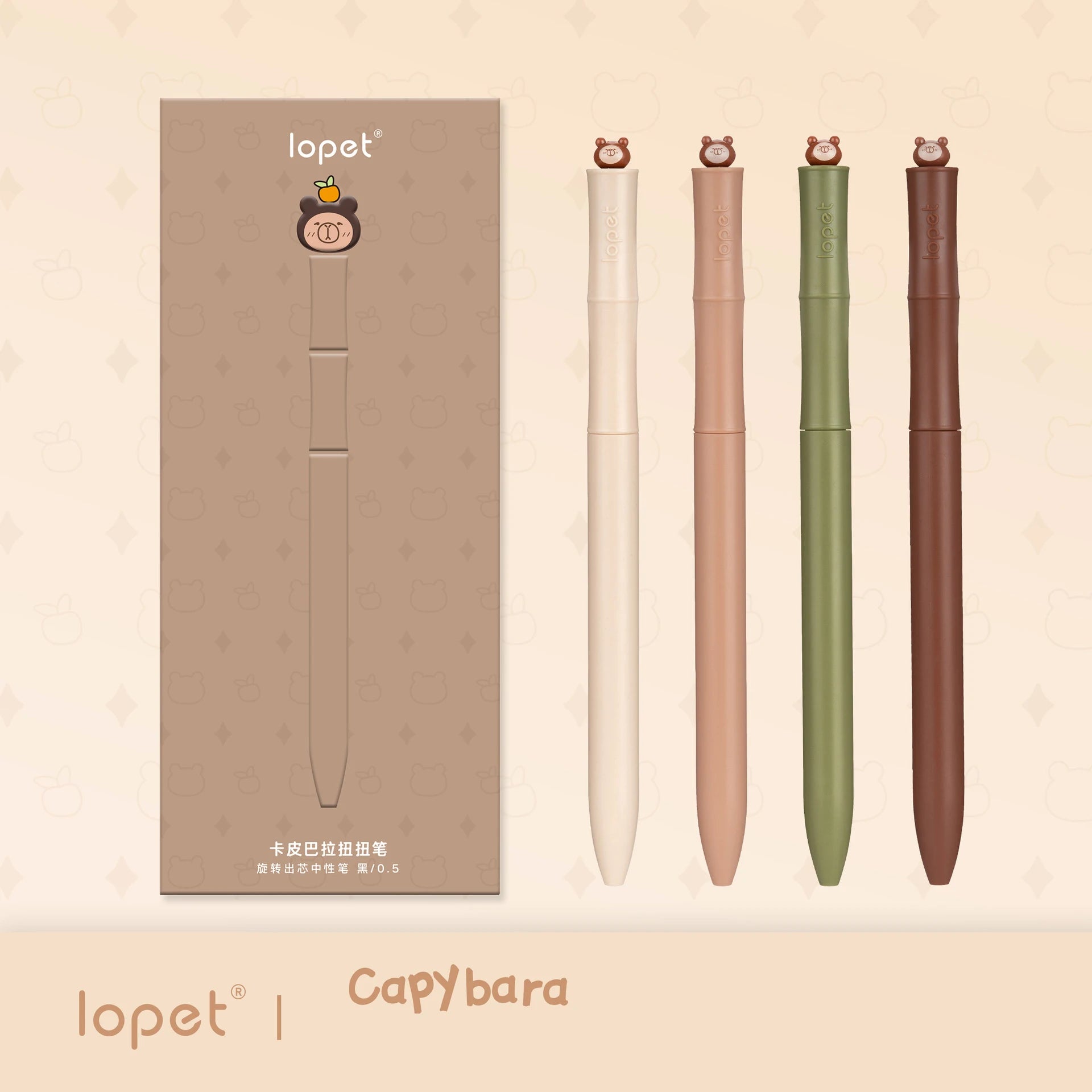 Lopet Kawaii Gel Pens 4pcs Rotating Twist Pen Signature Canetas Panda Cute Black Ink Brush Pens School Office Stationery Supplie