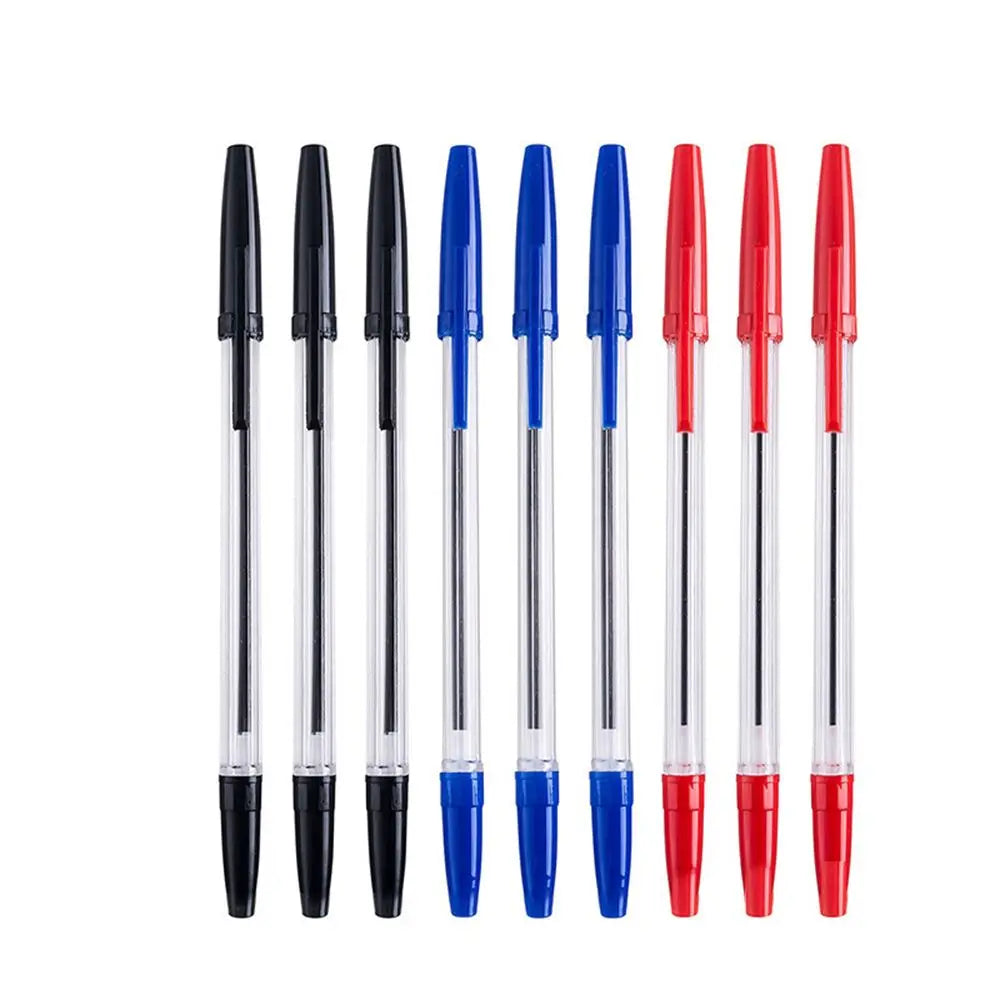 5/10pcs Black/Blue/Red Ink Color 1mm Ballpoint Pen Ball Point Pens Plastic Clear Writing Tool School Office Stationery Supplies
