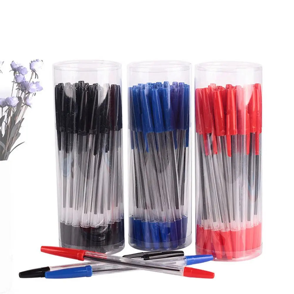 5/10pcs Black/Blue/Red Ink Color 1mm Ballpoint Pen Ball Point Pens Plastic Clear Writing Tool School Office Stationery Supplies