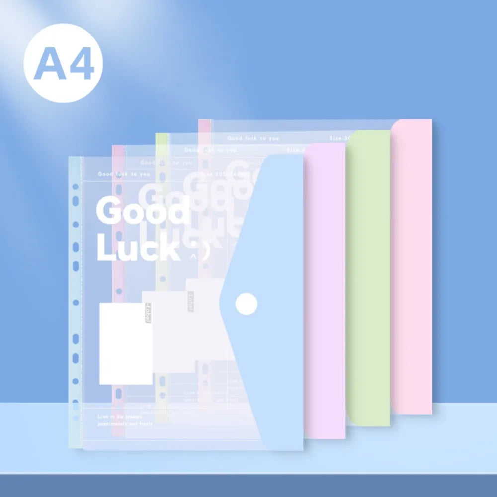 INS Style Loose Leaf A4 File Folder Transparent Detachable Exam Paper Storage Bag Students Stationery Data Book School Office