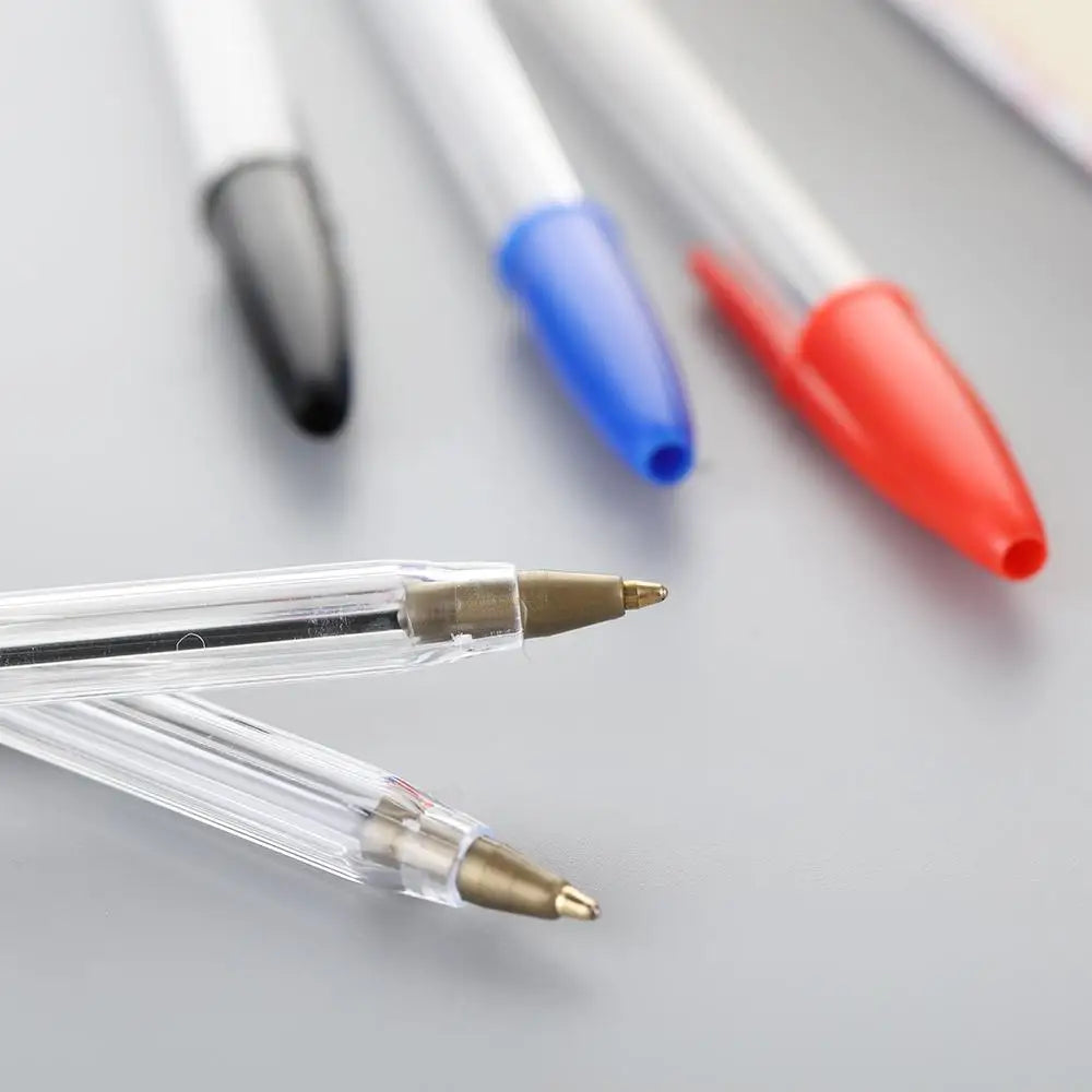 5/10pcs Black/Blue/Red Ink Color 1mm Ballpoint Pen Ball Point Pens Plastic Clear Writing Tool School Office Stationery Supplies