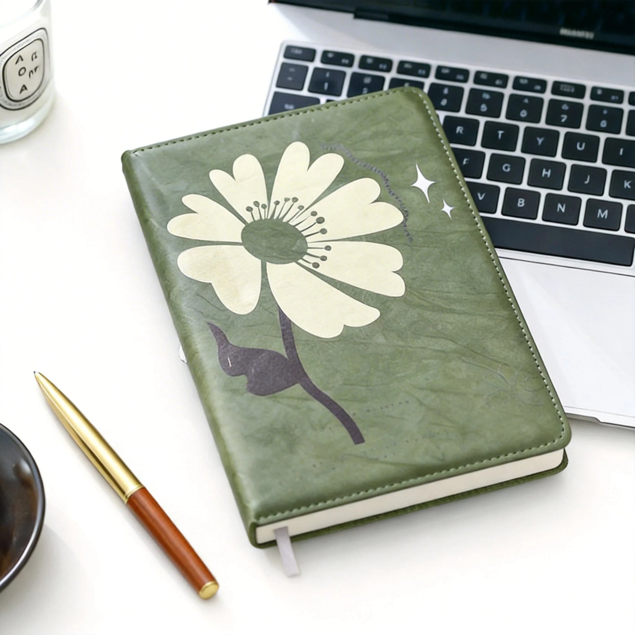 Floral A5 Notebook Hardcover Journal Cute Aesthetic Diary for Girls Student Daily Goal Office Meeting Note Pad Book