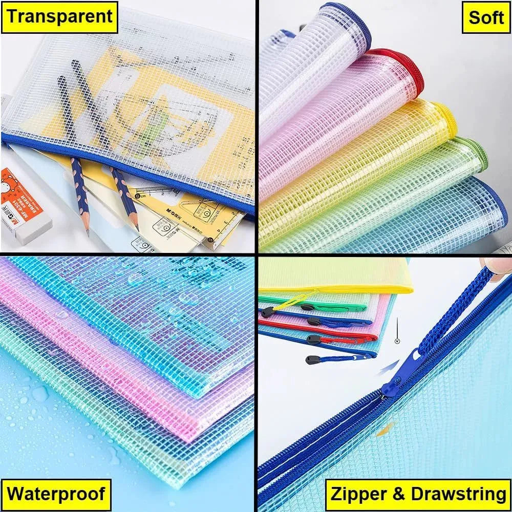 Personalize A4 Waterproof Zipper Business File Bag Custom Mesh Pouch Simple Big Capacity Document Bag School Office Contract Bag