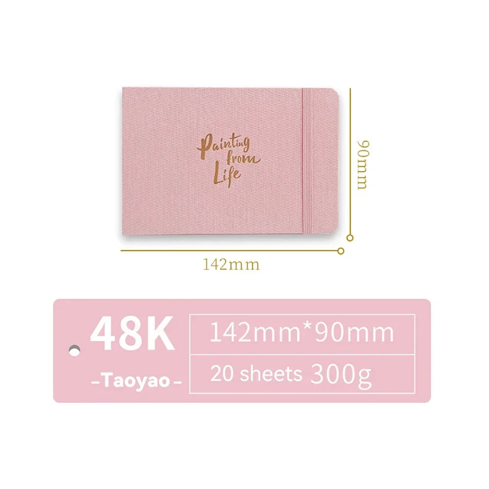 32k/48k Watercolor Paper Drawing Book 185x130mm Square Fabric Cover Fine Medium Rough Texture Notepad Portable Travel Sketchbook