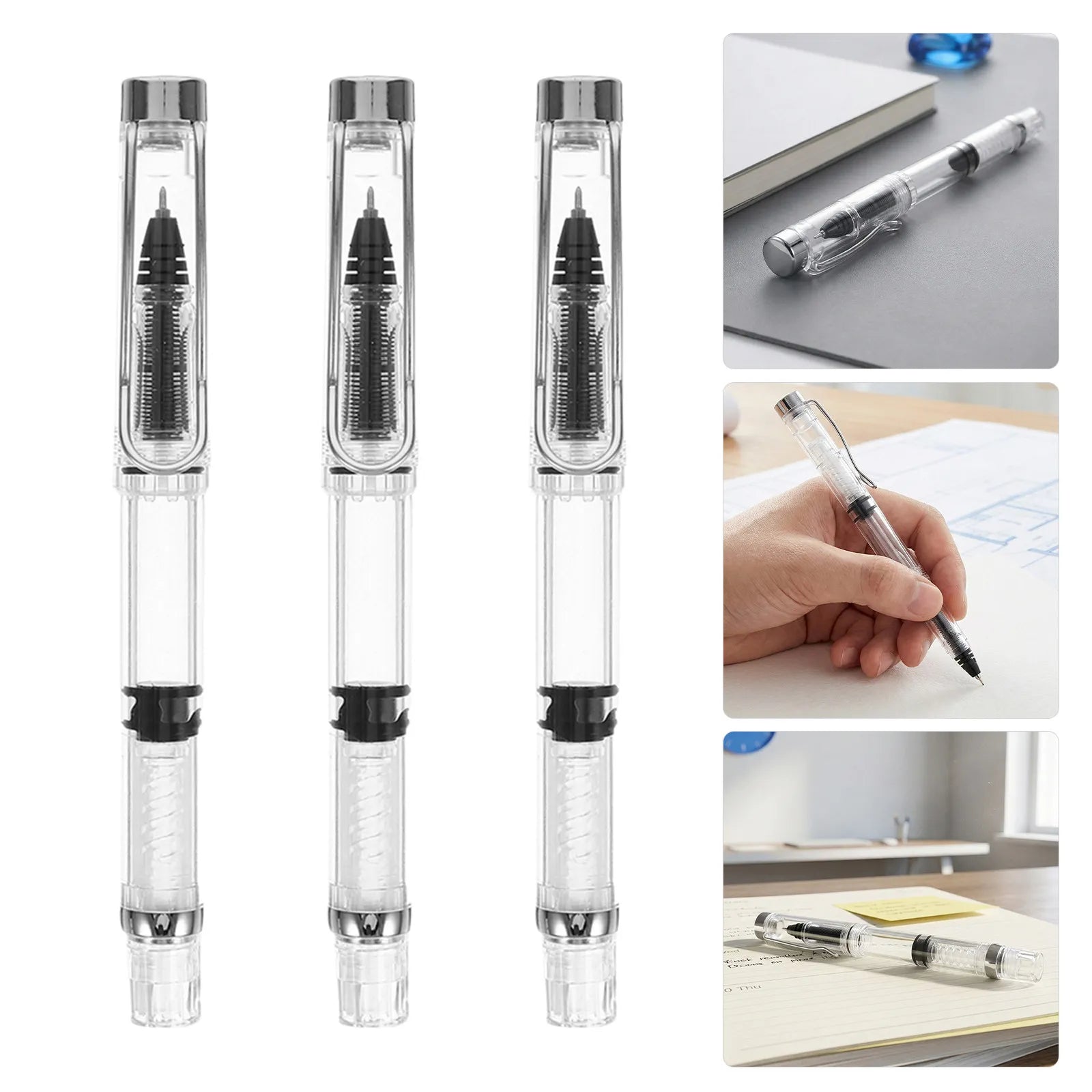 5PCS Piston Filling Fountain Pens 0.38mm Fine Point Refillable Ink Pens for School Office Business Application Travel Journaling