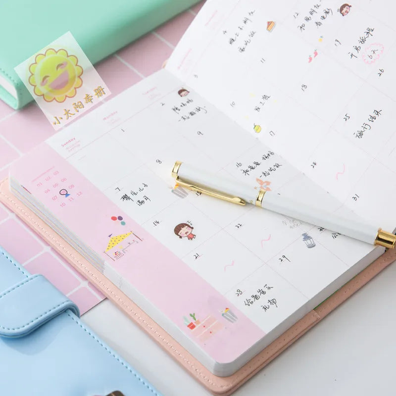 Kawai Handbook Creative Stationery Color Page Illustration Plan Note Diary Schedule Notebook Hand Painted Lovely School Supplies