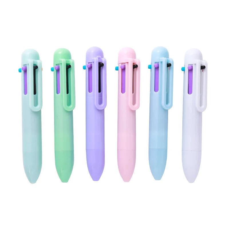 6-Color Ink Ballpoint Pen Press Pen Mini Portable INS For Students To Write Records Gel Pen Office And Study Stationery Supplies