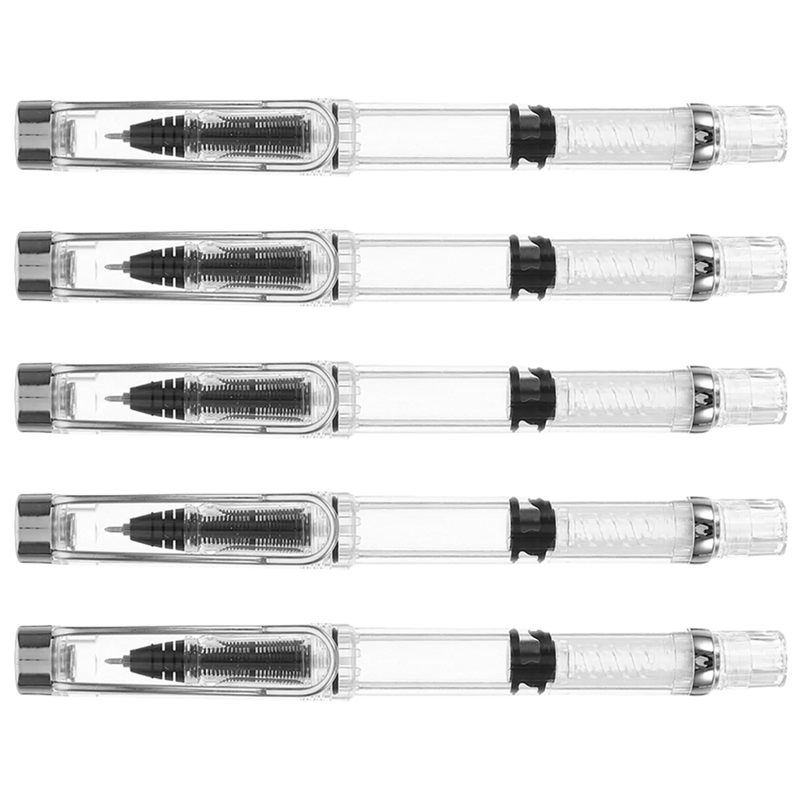 5PCS Piston Filling Fountain Pens 0.38mm Fine Point Refillable Ink Pens for School Office Business Application Travel Journaling