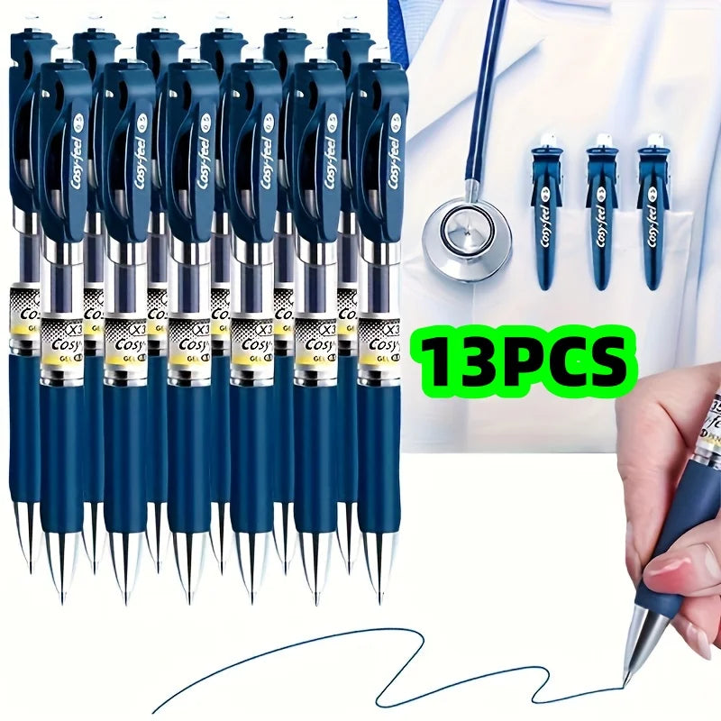 13-Pack Medical Gel Pens with Blue-Black Ink Refills, Medical Prescription Pens, Ink Blue Nurse Retractable Signature Pens, Student Medical Gel Pens, Smooth Writing, No Ink Breakage, Best Gel Pens for Medical Use