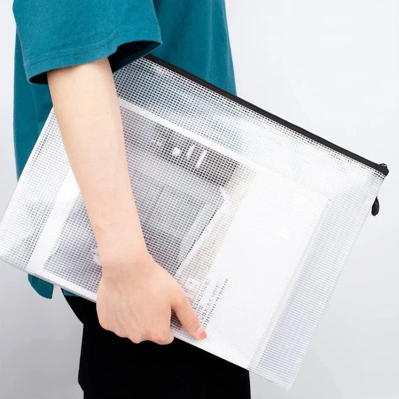 1pcs Waterproof Mesh Zipper Document Bag A3/A4/A5/A6 File Folder Storage Pouch for Office School Travel Makeup