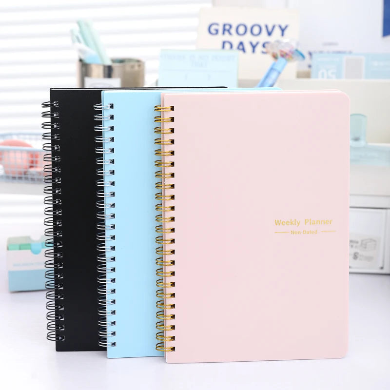 Weekly Planner Undated Spiral Agenda A5 Notebook Planner Daily Plan To Do List Handbook Stationery Office School Supplies