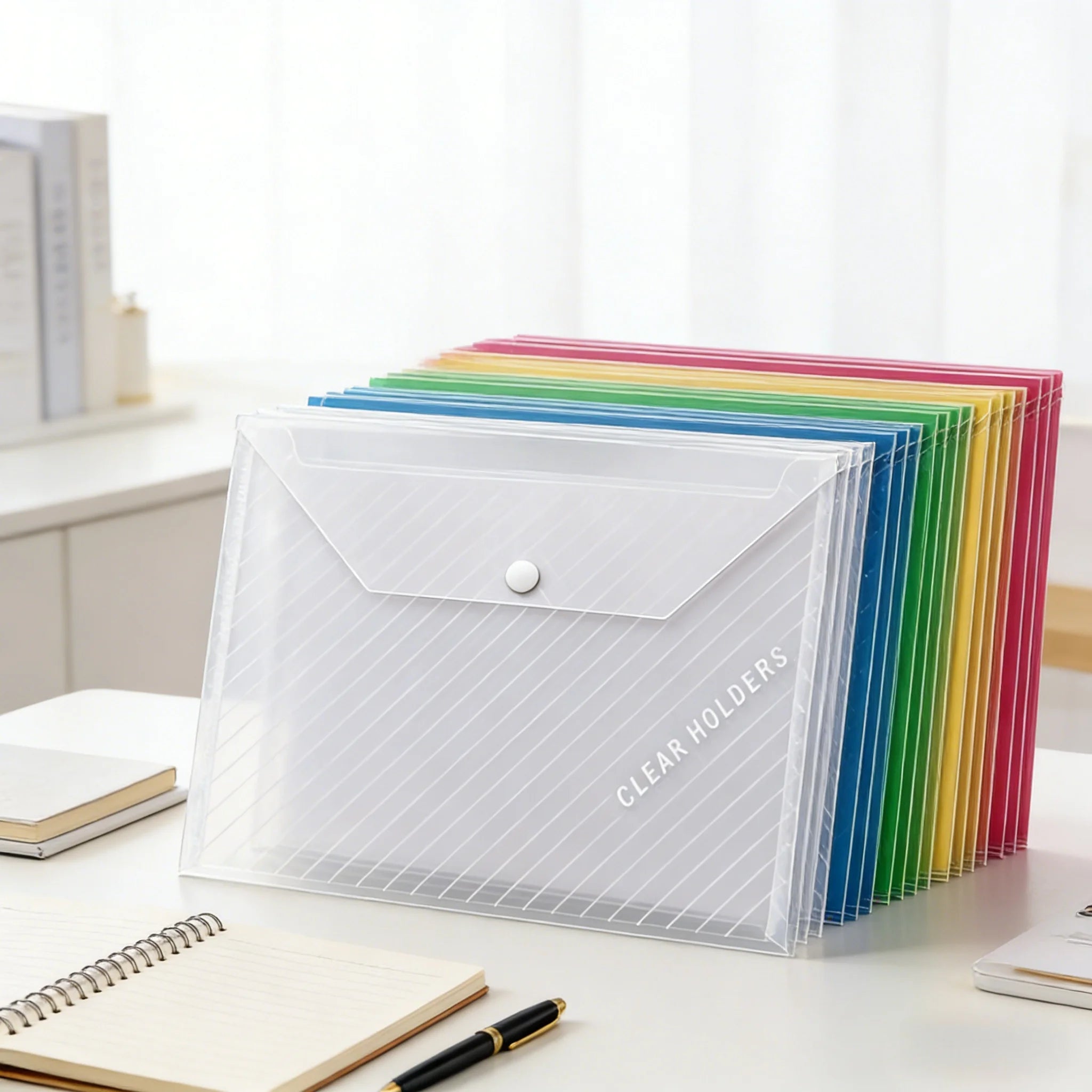 5-Piece Mixed Color File Folder Set – Durable Polypropylene with Expandable Gussets for Document Storage