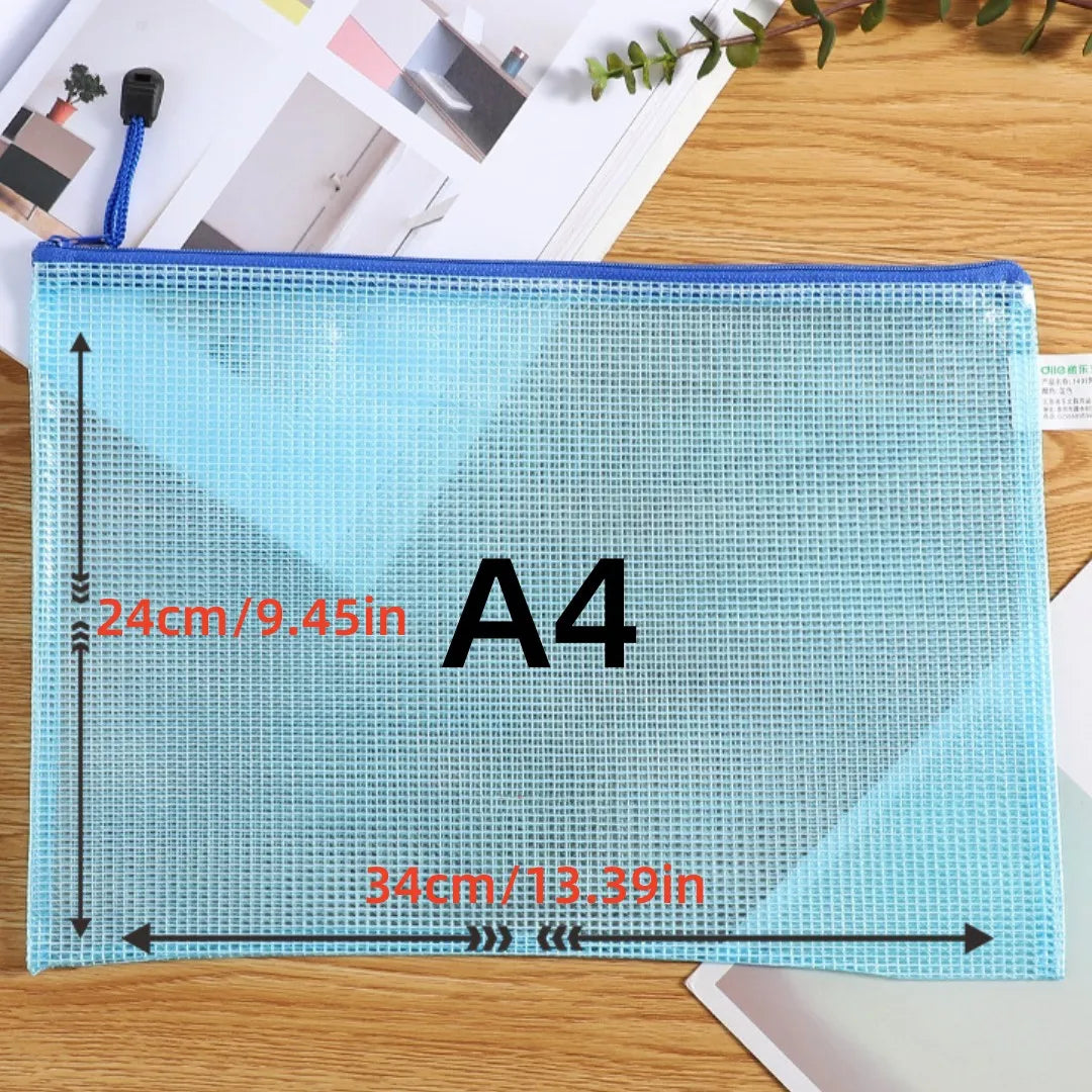 Personalize A4 Waterproof Zipper Business File Bag Custom Mesh Pouch Simple Big Capacity Document Bag School Office Contract Bag