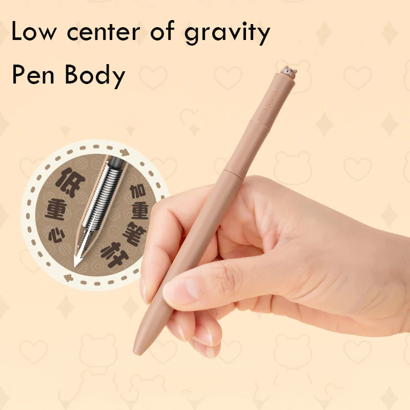 Lopet Kawaii Gel Pens 4pcs Rotating Twist Pen Signature Canetas Panda Cute Black Ink Brush Pens School Office Stationery Supplie