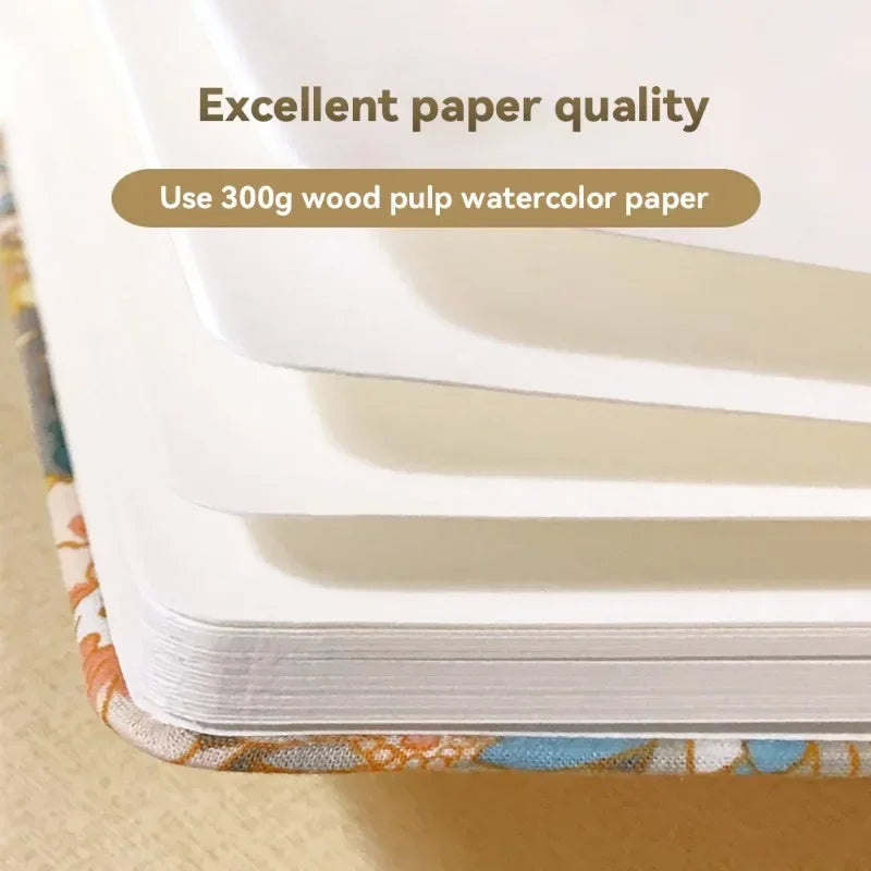 32k/48k Watercolor Paper Drawing Book 185x130mm Square Fabric Cover Fine Medium Rough Texture Notepad Portable Travel Sketchbook