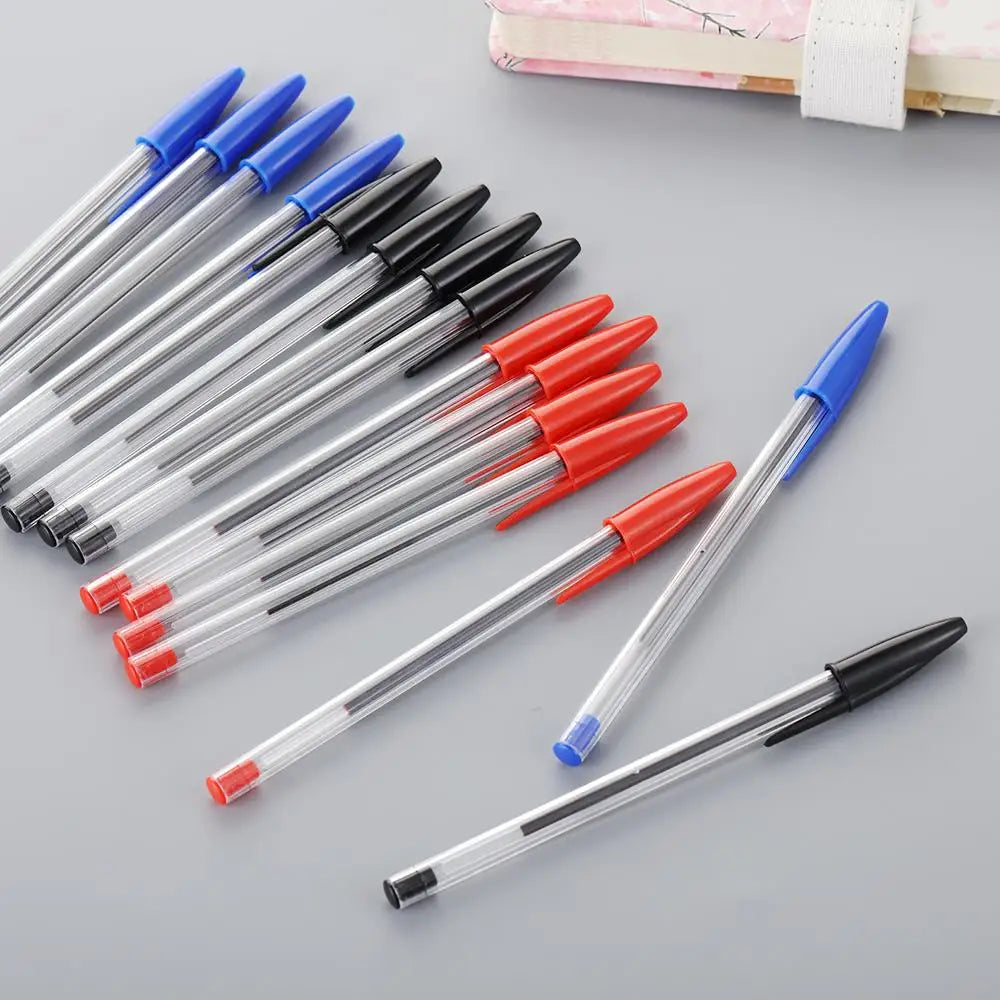 5/10pcs Black/Blue/Red Ink Color 1mm Ballpoint Pen Ball Point Pens Plastic Clear Writing Tool School Office Stationery Supplies