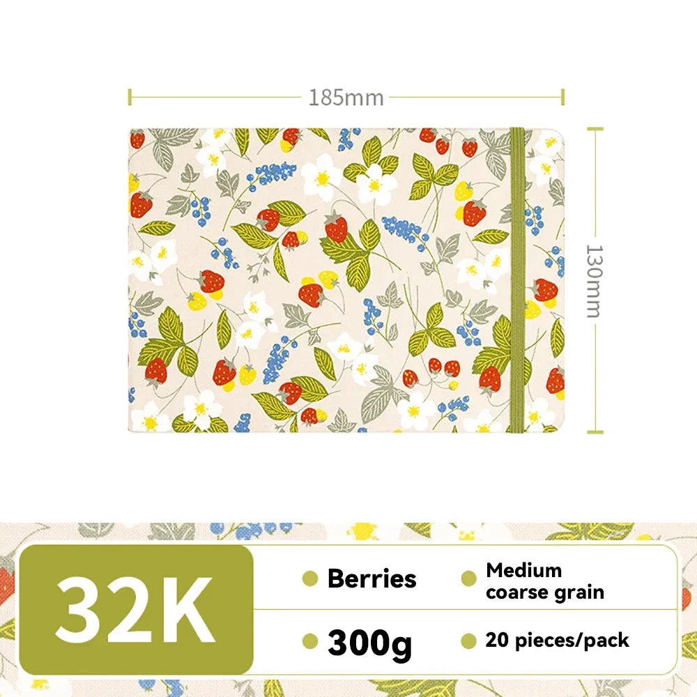 32k/48k Watercolor Paper Drawing Book 185x130mm Square Fabric Cover Fine Medium Rough Texture Notepad Portable Travel Sketchbook
