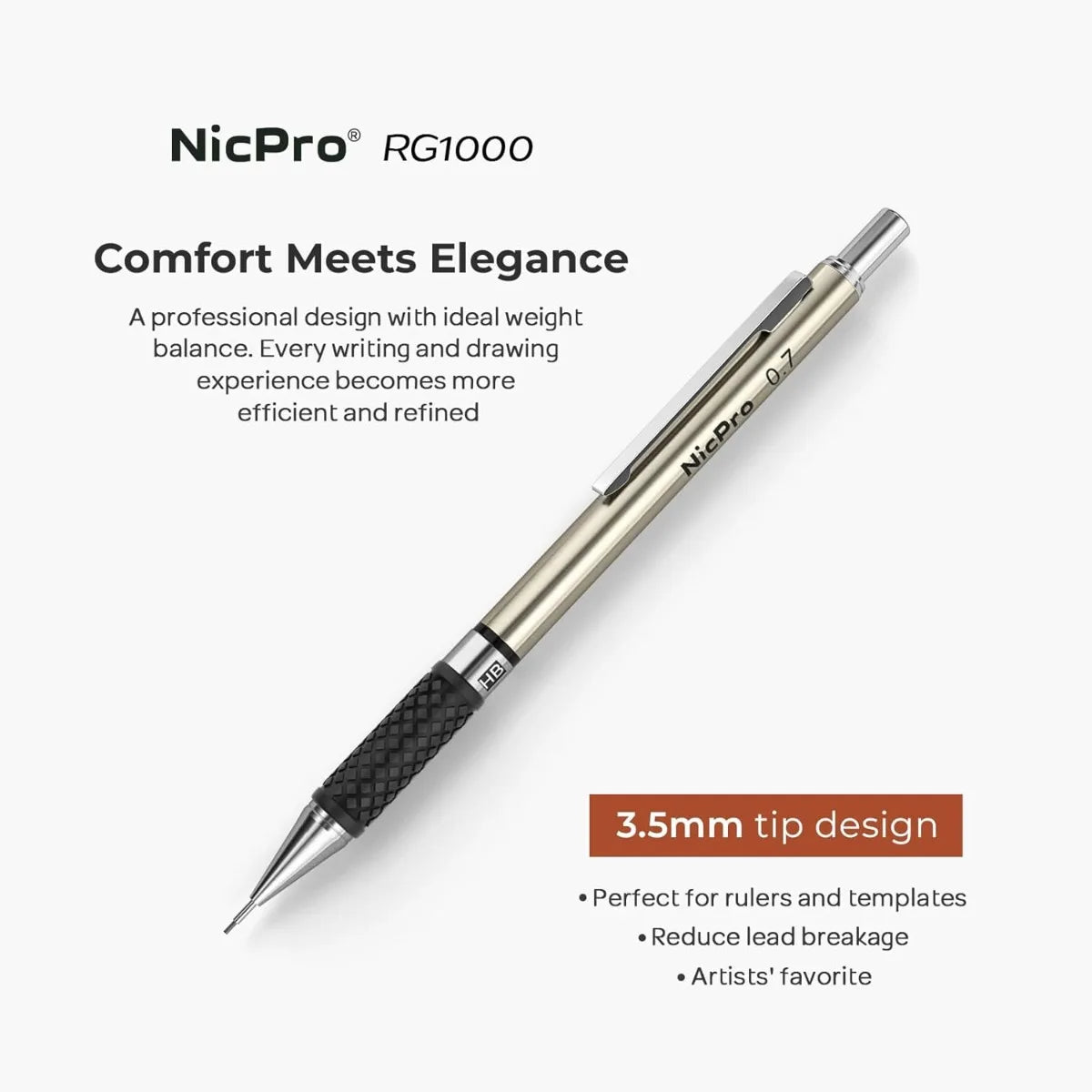 0.7 mm Art Mechanical Pencil Set in Storage Case, 3 PCS Metal Drafting Pencil Lead Pencil with 6 Tube HB Lead Refills, 3 Erasers