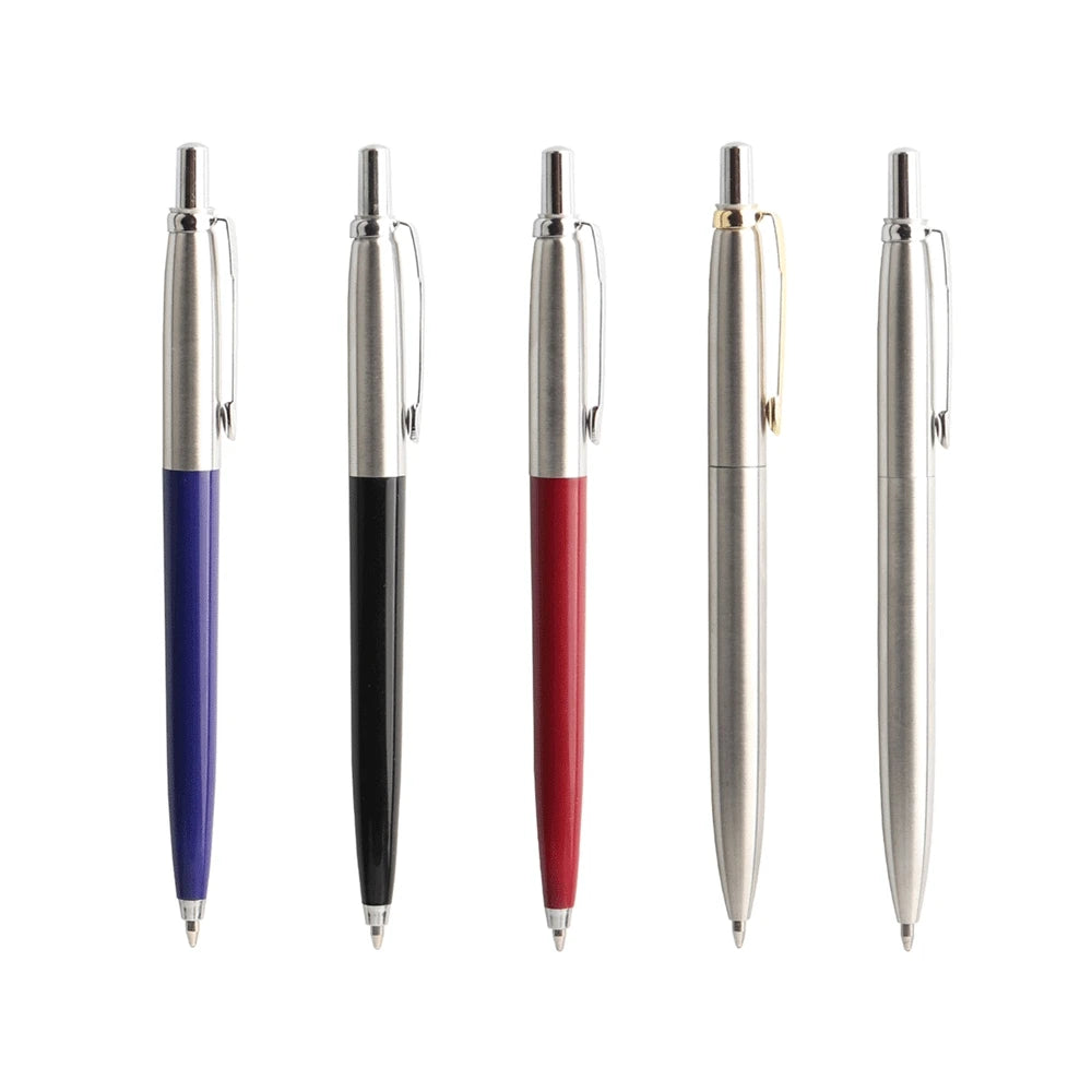 Metal Ballpoint Pen Set 1/5 Pens G2 Refill Blue Ink Automatic Promotional Office School Stationery Pen