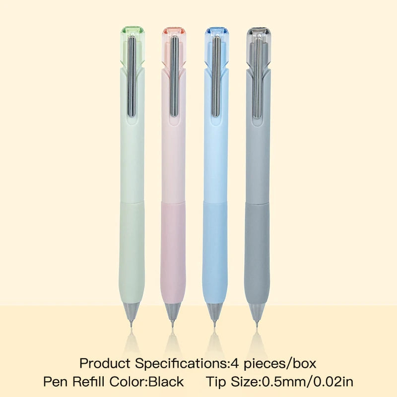4Pcs/Box Minimalist Color Gel Pen Set Soft Grip Press Pen 0.5mm Smooth Writing for Student Exam & Note Taking & Office
