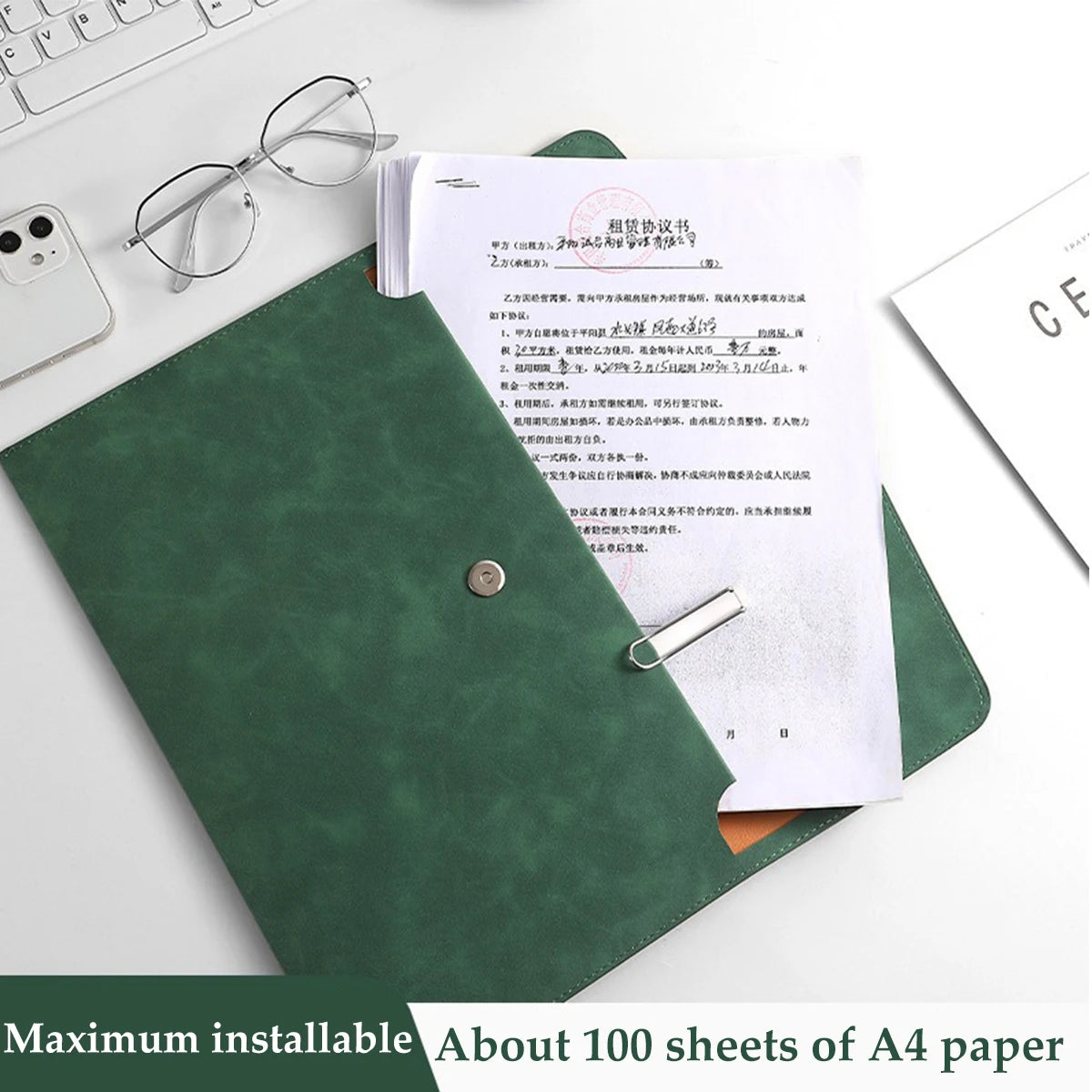 1pcs Leather A4 File Bag Waterproof Wear-resistant Ultra-large Capacity Folder Business Office School File Storage Supplies