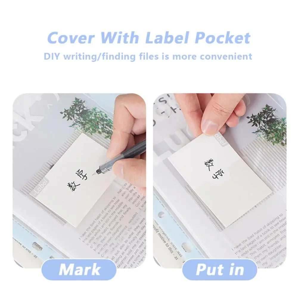 INS Style Loose Leaf A4 File Folder Transparent Detachable Exam Paper Storage Bag Students Stationery Data Book School Office