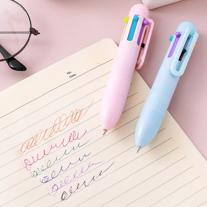 6-Color Ink Ballpoint Pen Press Pen Mini Portable INS For Students To Write Records Gel Pen Office And Study Stationery Supplies