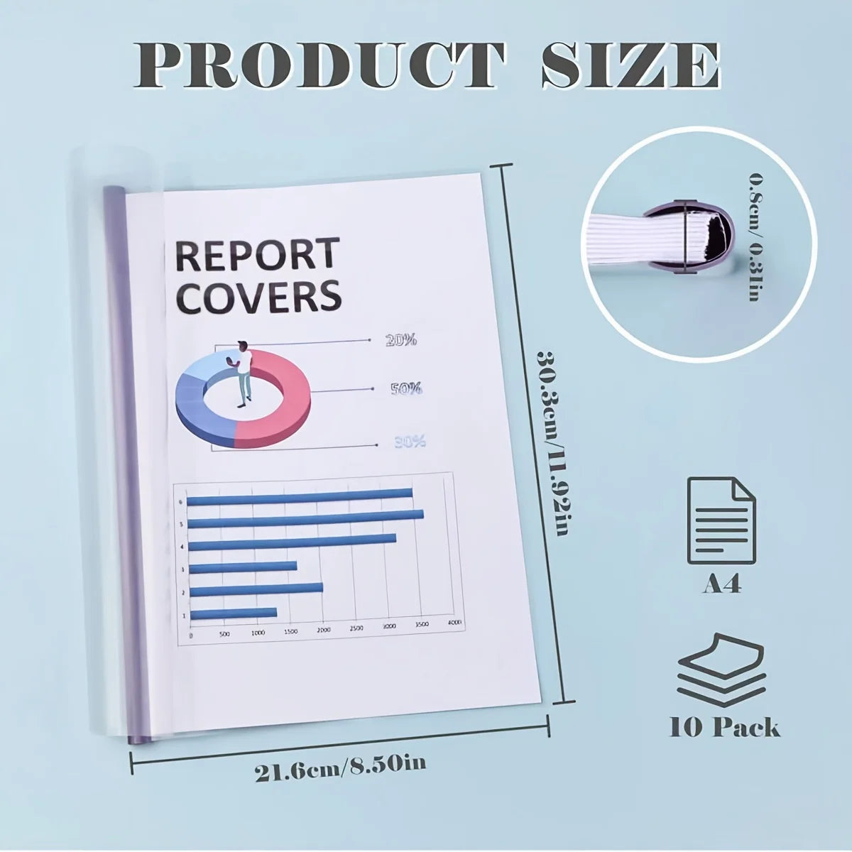 10pcs A4 Transparent Retractable File Folders -Durable Plastic Expandable Document Organizer for Reports,Resumes,School Supplies