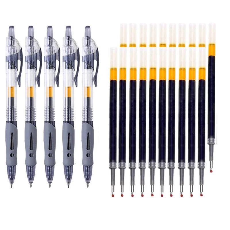 0.5mm Retractable Gel Pens Set Black/red/blue Ink Ballpoint for Writing Refills Office Accessories School Supplies Stationery