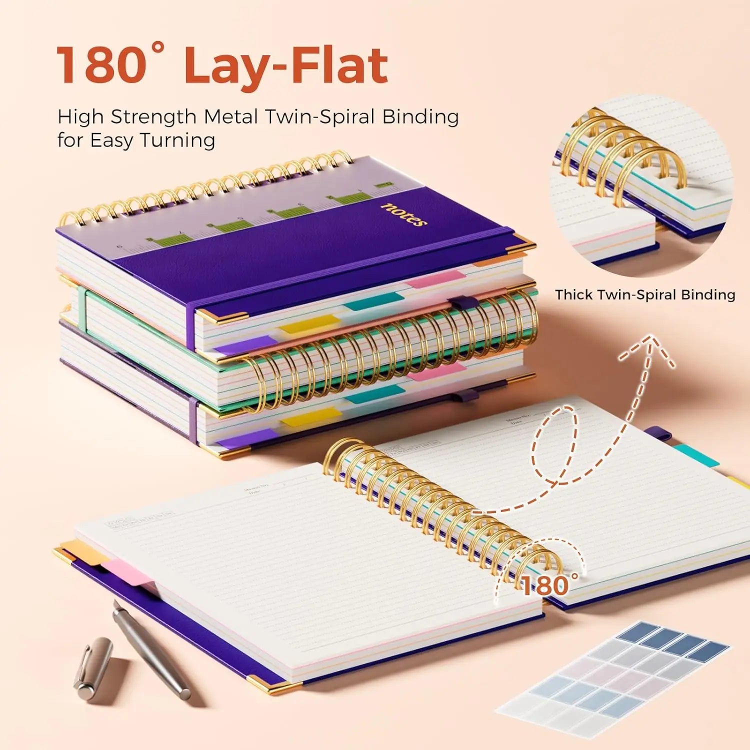 5-Subject Spiral Notebook with Dividers, 300 Pages, 8x10 B5 Size, College Ruled for School & Work