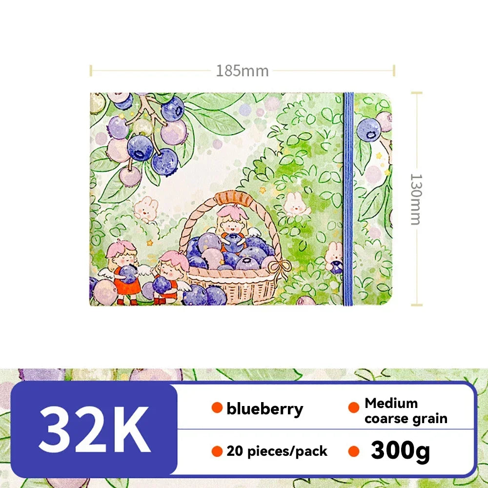 32k/48k Watercolor Paper Drawing Book 185x130mm Square Fabric Cover Fine Medium Rough Texture Notepad Portable Travel Sketchbook