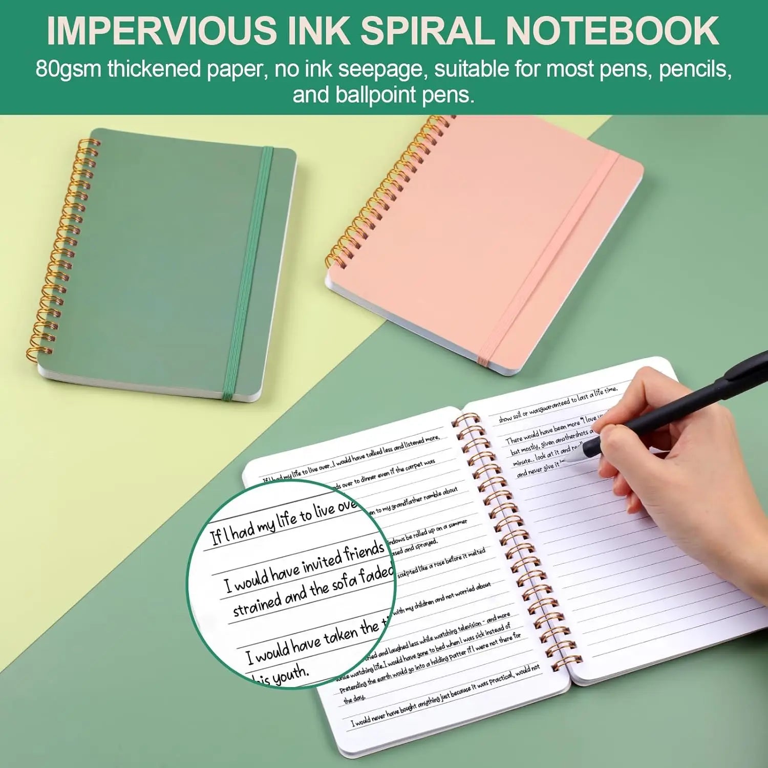 3-Pack Morandi Spiral Notebooks 5x7 with Strap, Cute Journals for Women, 70 Sheets Each