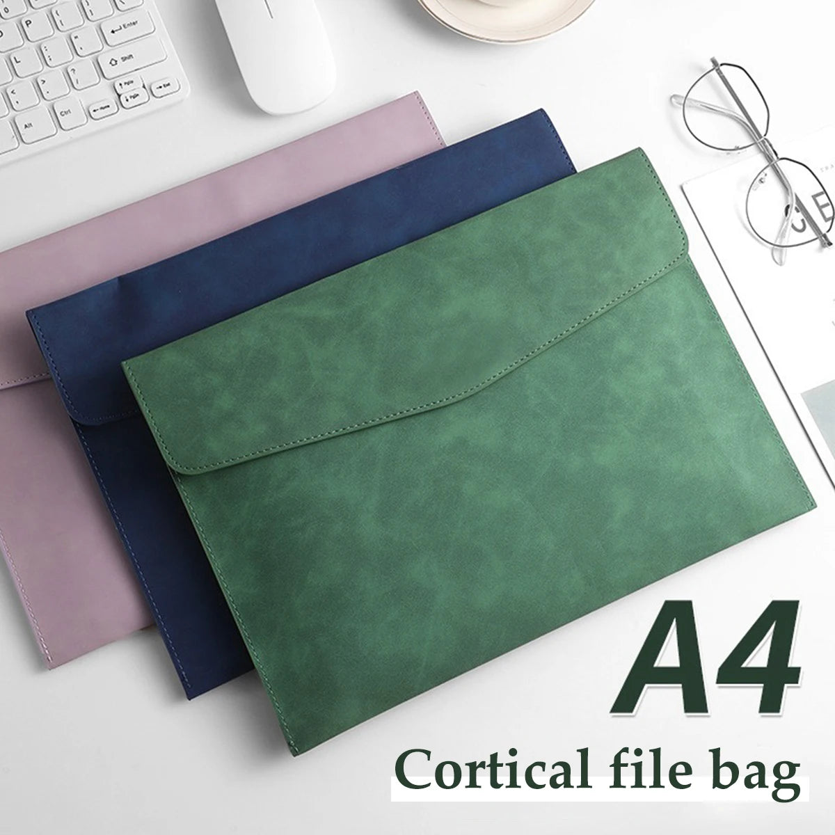 1pcs Leather A4 File Bag Waterproof Wear-resistant Ultra-large Capacity Folder Business Office School File Storage Supplies