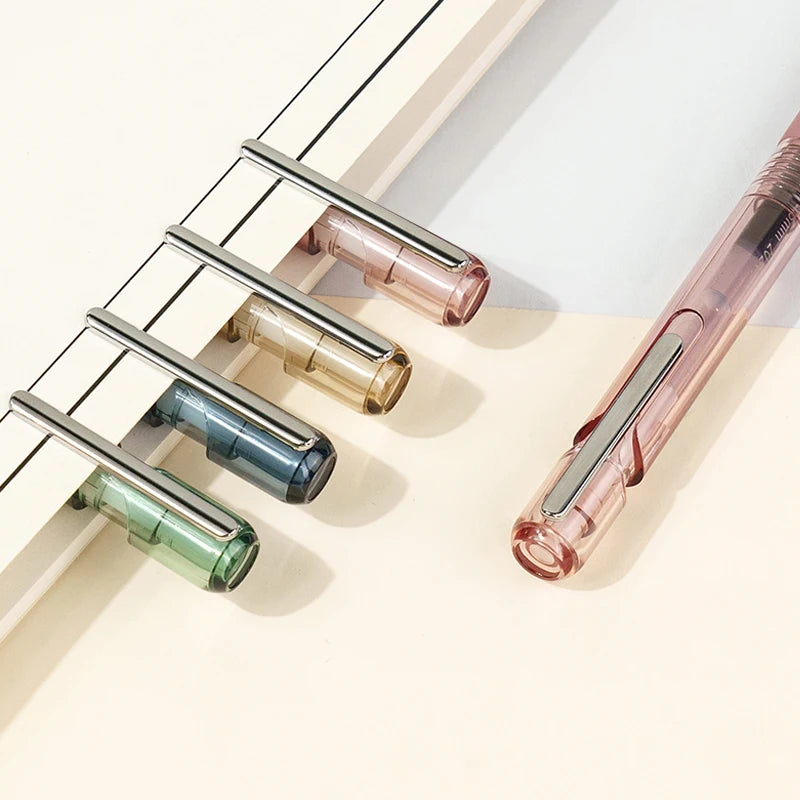 4Pcs/Box Minimalist Color Gel Pen Set Soft Grip Press Pen 0.5mm Smooth Writing for Student Exam & Note Taking & Office