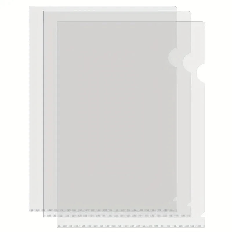 Transparent L-Shaped File Folders - Waterproof and Durable PP Document Bags for Office Organization and Reusable 10pcs A4