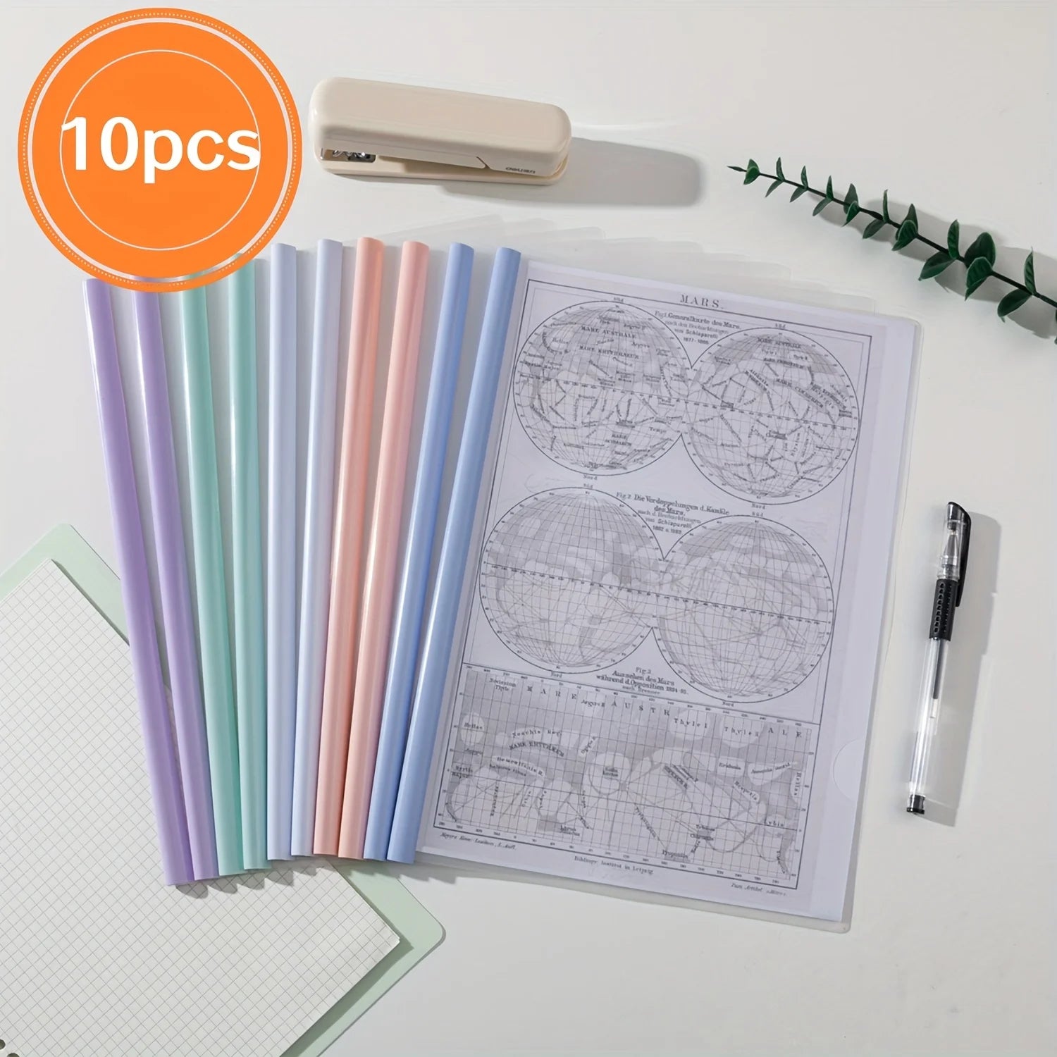 10pcs A4 Transparent Retractable File Folders -Durable Plastic Expandable Document Organizer for Reports,Resumes,School Supplies