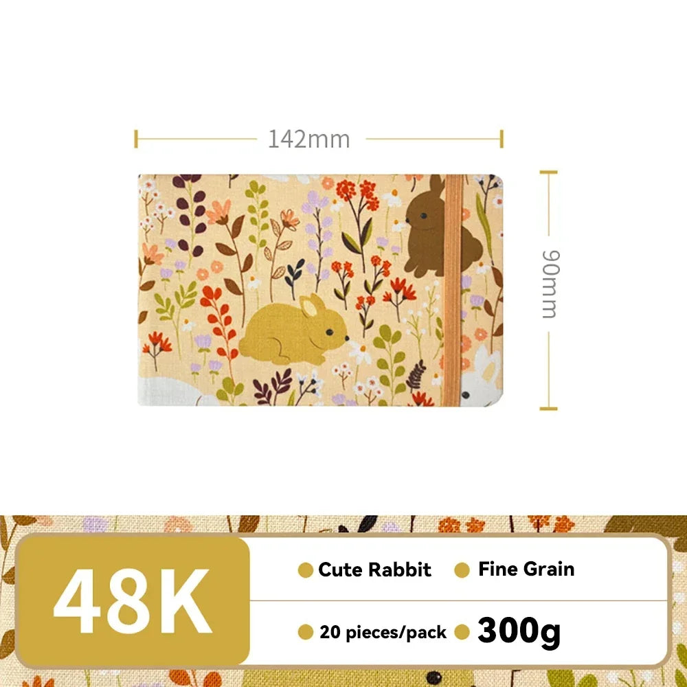 32k/48k Watercolor Paper Drawing Book 185x130mm Square Fabric Cover Fine Medium Rough Texture Notepad Portable Travel Sketchbook