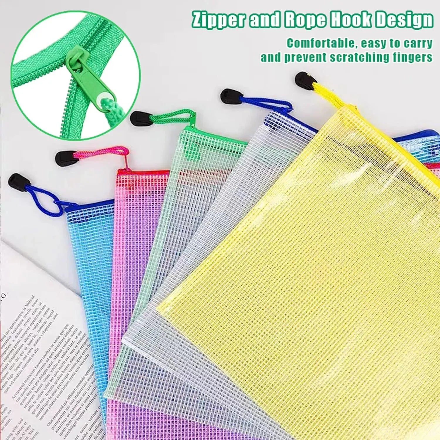 Personalize A4 Waterproof Zipper Business File Bag Custom Mesh Pouch Simple Big Capacity Document Bag School Office Contract Bag
