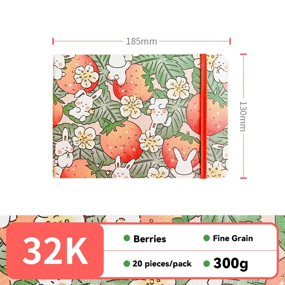 32k/48k Watercolor Paper Drawing Book 185x130mm Square Fabric Cover Fine Medium Rough Texture Notepad Portable Travel Sketchbook