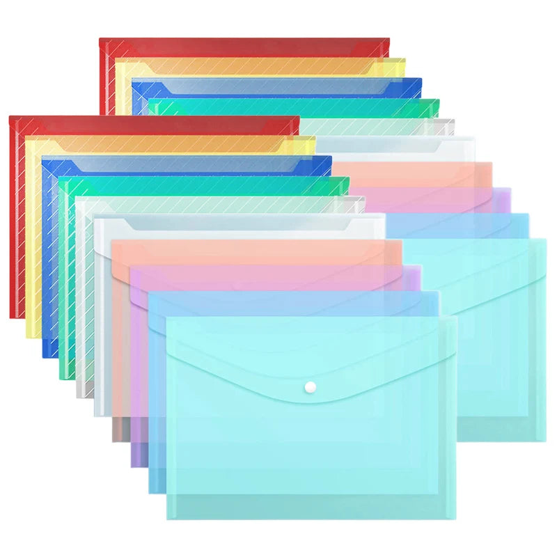 5/10pcs A4 File Bags Transparent Plastic Large-capacity Waterproof Snap-on Type Test Paper Storage Supplies for Archives TMZ