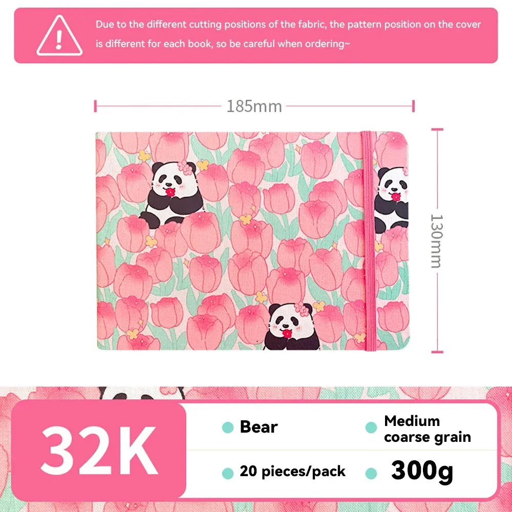 32k/48k Watercolor Paper Drawing Book 185x130mm Square Fabric Cover Fine Medium Rough Texture Notepad Portable Travel Sketchbook