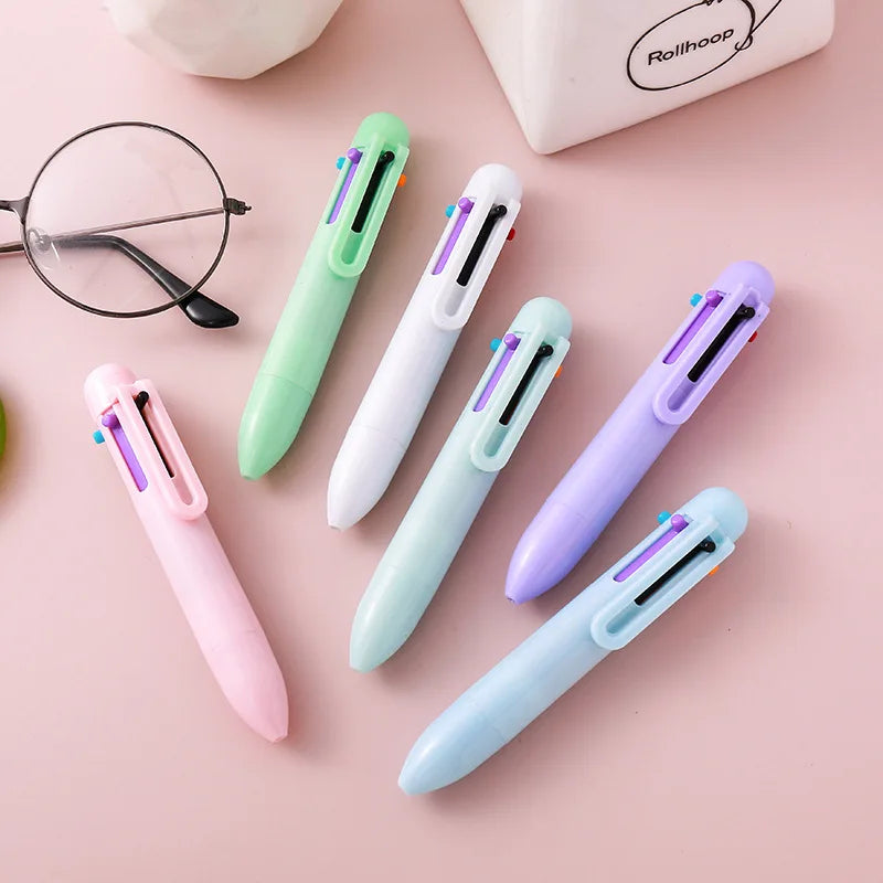 6-Color Ink Ballpoint Pen Press Pen Mini Portable INS For Students To Write Records Gel Pen Office And Study Stationery Supplies