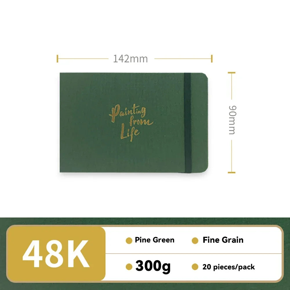 32k/48k Watercolor Paper Drawing Book 185x130mm Square Fabric Cover Fine Medium Rough Texture Notepad Portable Travel Sketchbook