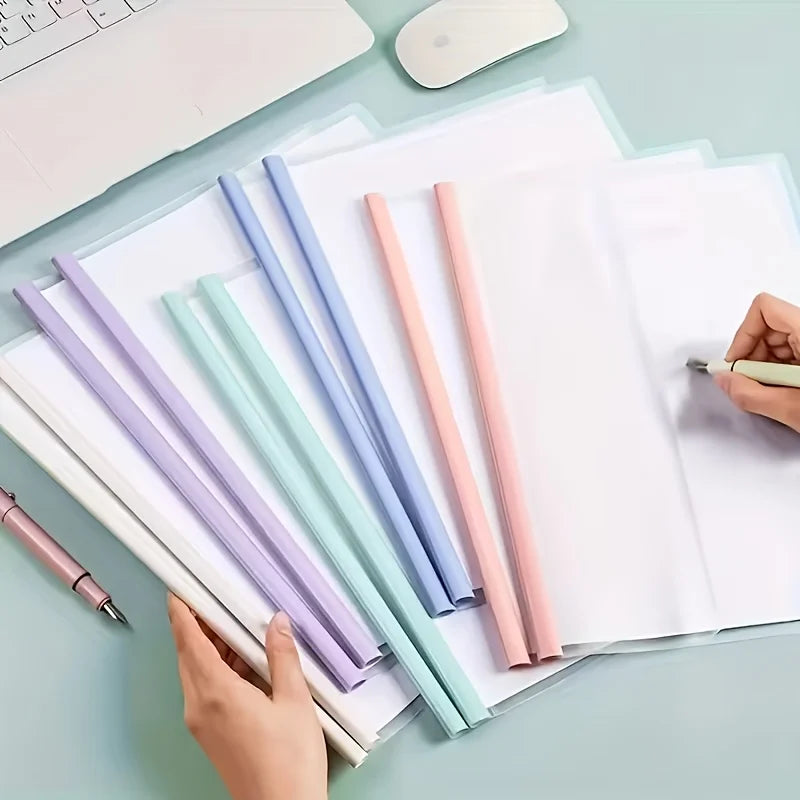 10pcs A4 Transparent Retractable File Folders -Durable Plastic Expandable Document Organizer for Reports,Resumes,School Supplies
